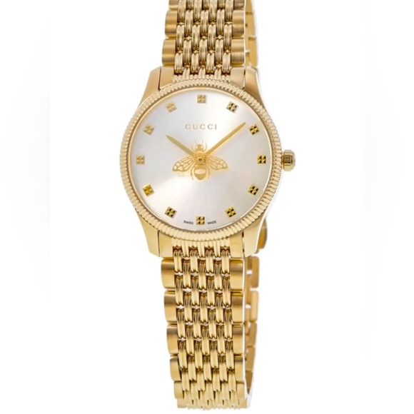 Ladies' Gucci G-Timeless with Bee Slim Silver Dial Gold-Tone Watch, 29mm - Picture 2 of 14